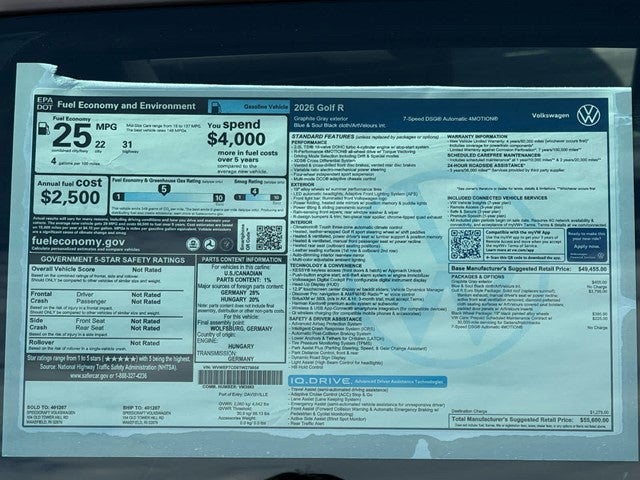 2026 Volkswagen Golf R 2.0T