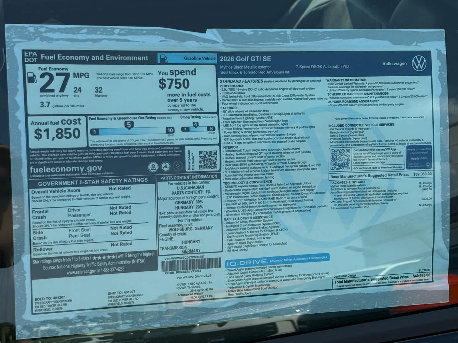 2026 Volkswagen Golf GTI SE